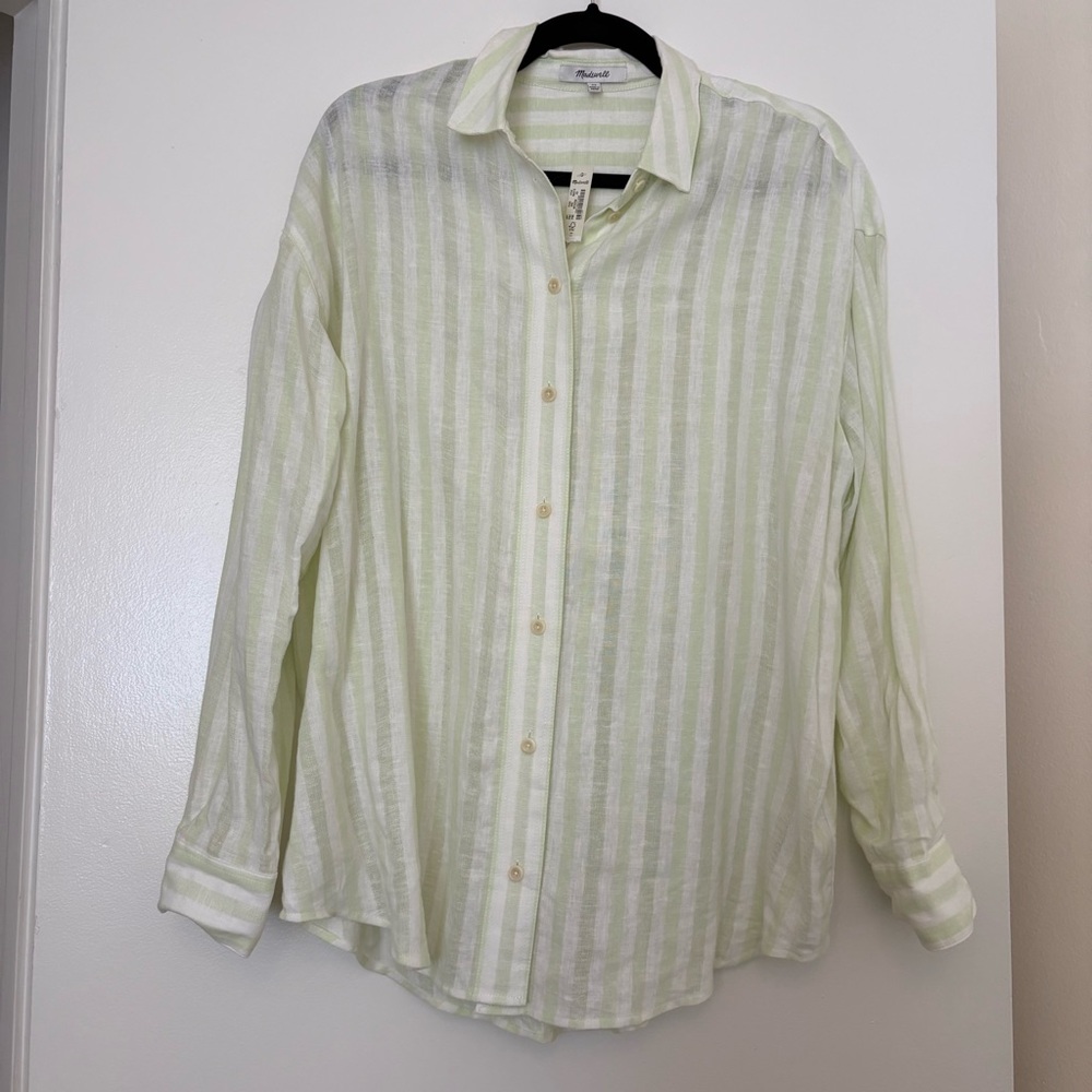 Linen Striped Button-Up Shirt